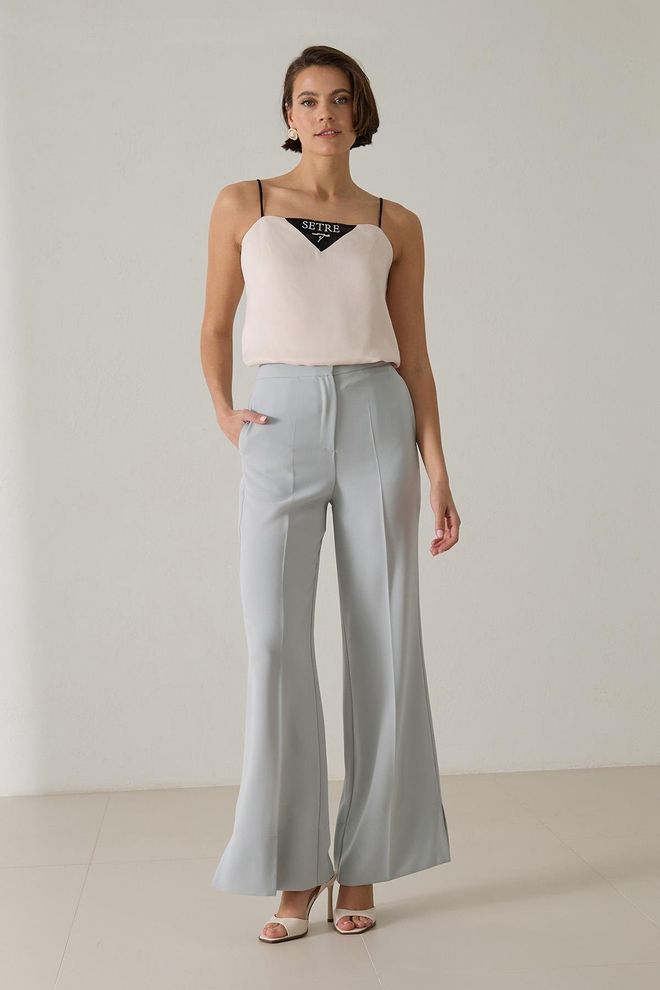 Setre Grijze Palazzo Broek Met Wijde Pijpen Groothandel Kleding Casual