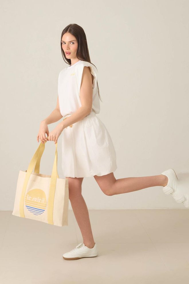 Setre Witte Mini Uitlopende Rok Met Hoge Taille Groothandel Kleding Casual