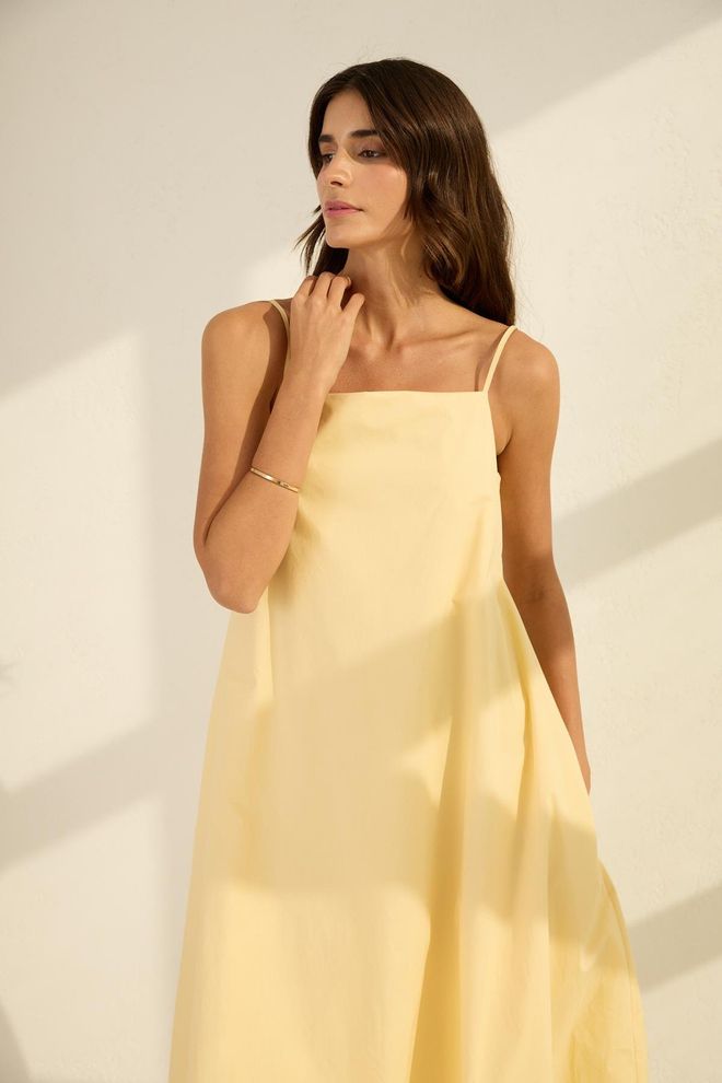 Setre Rochie Maxi Galbenă Tip A Cu Decolteu Pătrat Îmbrăcăminte cu ridicata Casual