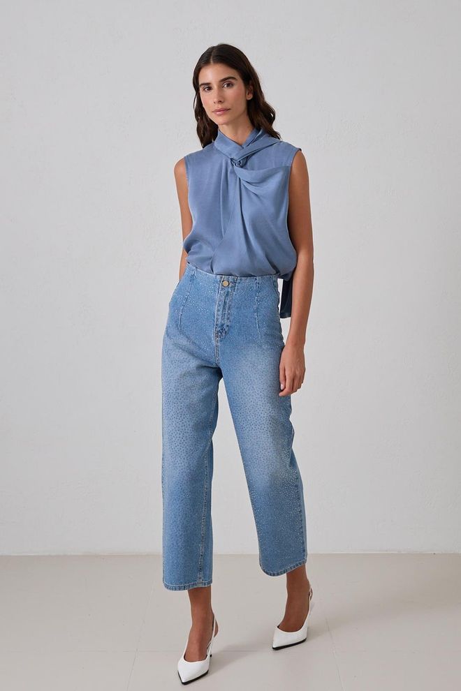 Setre Blugi Albăstreți Casual Pentru Mame Cu Imprimeu Leopard Îmbrăcăminte cu ridicata Casual