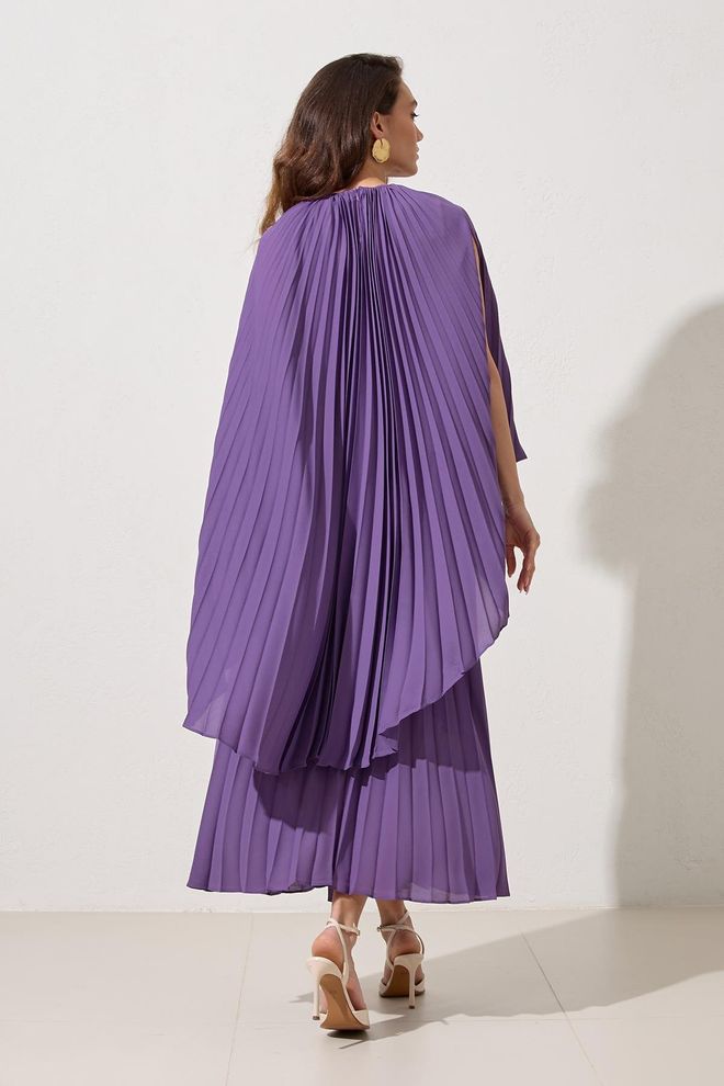 Setre Лилава Елегантна А силует Рокля Макси С Клоширан Ръкав Дрехи на едро Официален