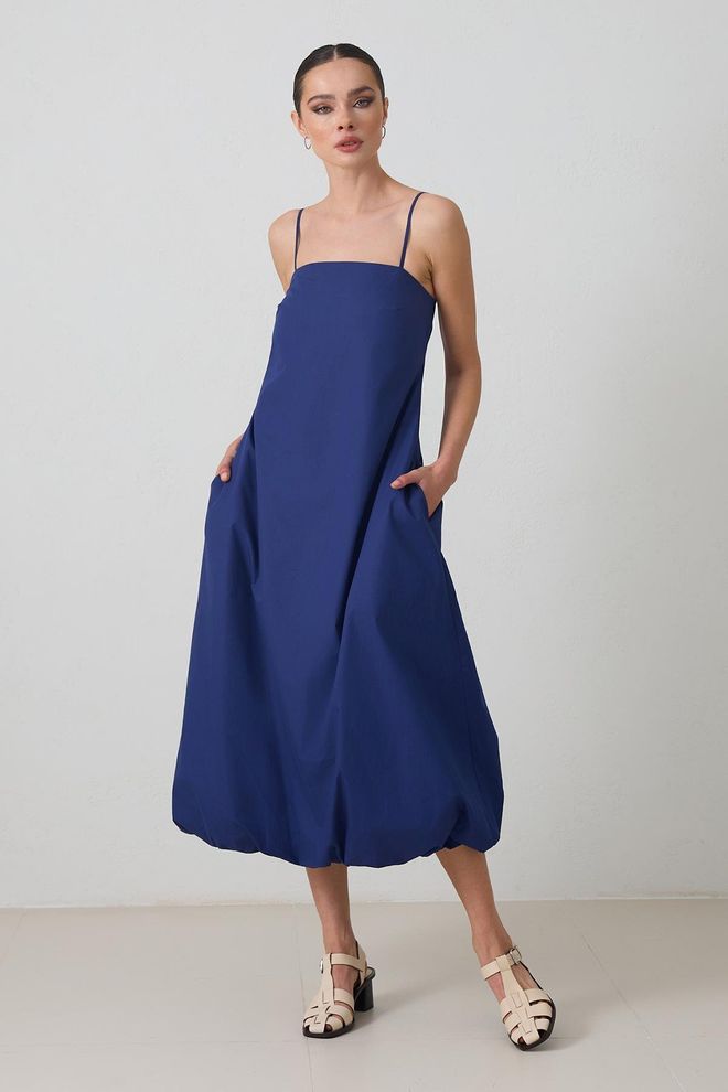 Setre Vestido Azul marinho Sem Mangas Tipo Slip Com Decote Quadrado Roupas por atacado Casual