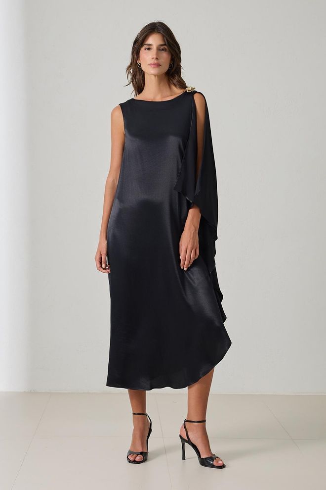 Setre Preto Elegante Formal Glamoroso Vestido Shift Roupas por atacado Formal