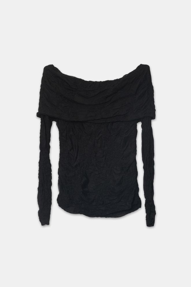 Setre Bluză Neagră Cu Croială Cambrată Și Decolteu Fără Umeri Îmbrăcăminte cu ridicata Casual