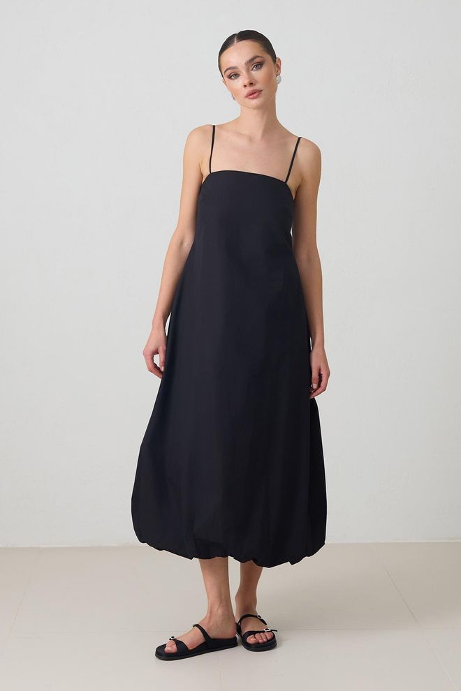 Setre Rochie Neagră Slip Fără Mâneci Cu Decolteu Helancă Și Lungime Midi Îmbrăcăminte cu ridicata Casual