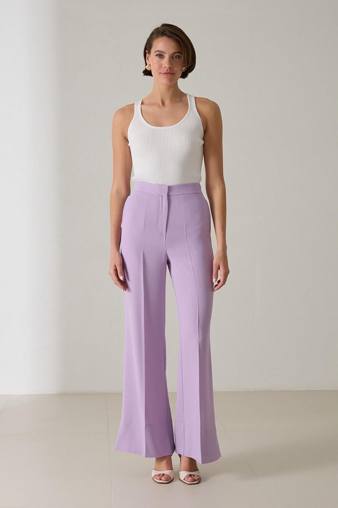 Setre Calças Palazzo Roxo Com Perna Alargada Roupas por atacado Casual