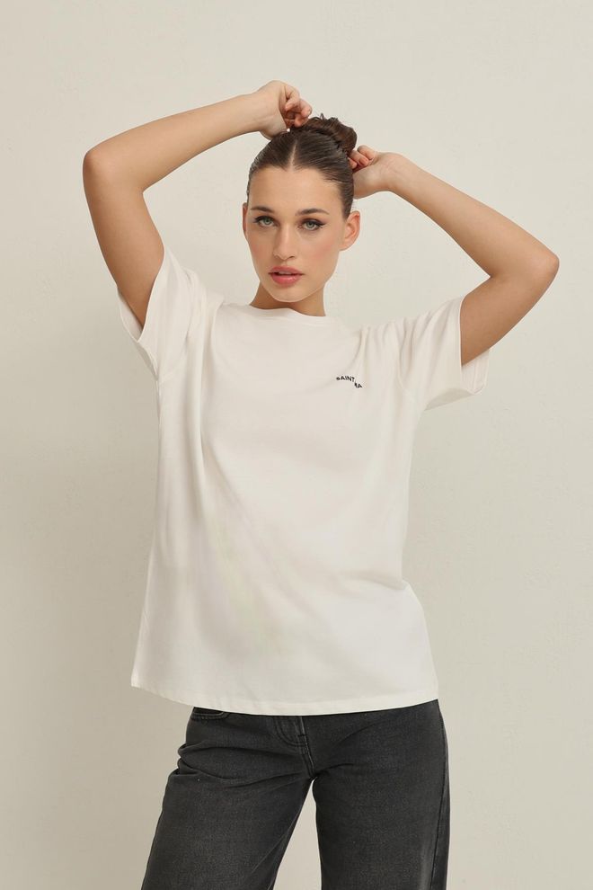 Setre Тениска Бяло Небрежен Улична Мода Дрехи на едро Небрежен