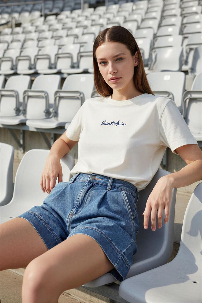 Setre Бяла Небрежна Улична Мода Тениска Дрехи на едро Небрежен