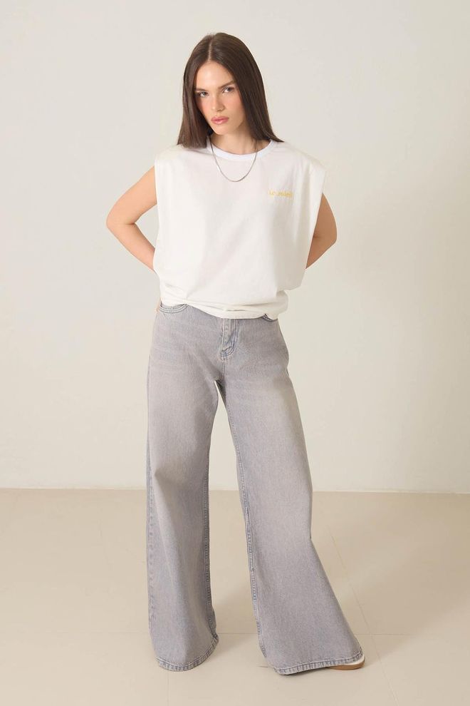 Setre Pilkos Kasdienės Plačios Palazzo Kelnės Didmeninė prekyba drabužiais Kokteilinė