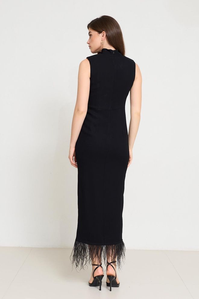 Setre Rochie Neagră Fără Mâneci Draperie Cu Gât Înalt Îmbrăcăminte cu ridicata Primăvară