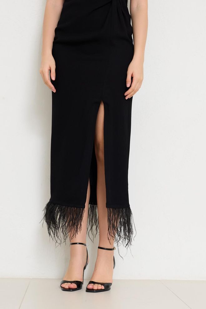 Setre Rochie Neagră Fără Mâneci Draperie Cu Gât Înalt Îmbrăcăminte cu ridicata Cocktail