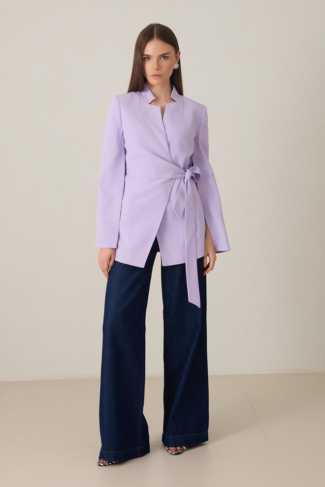 Setre Purple Elegant Slim Fit Wrapover Jacket Wholesale Clothing 1