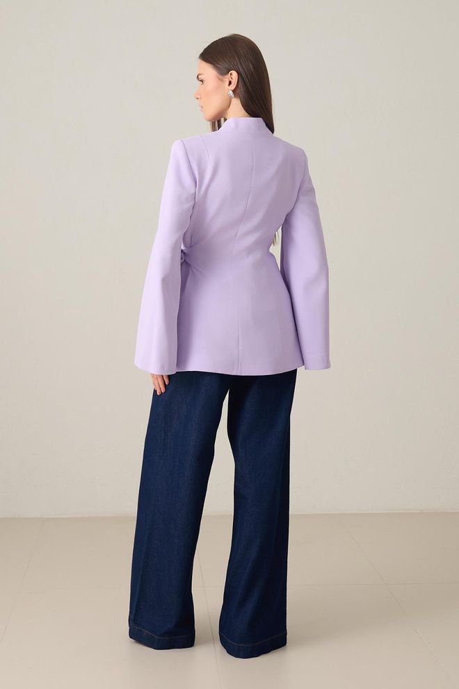 Setre Purple Elegant Slim Fit Wrapover Jacket Wholesale Clothing Formal