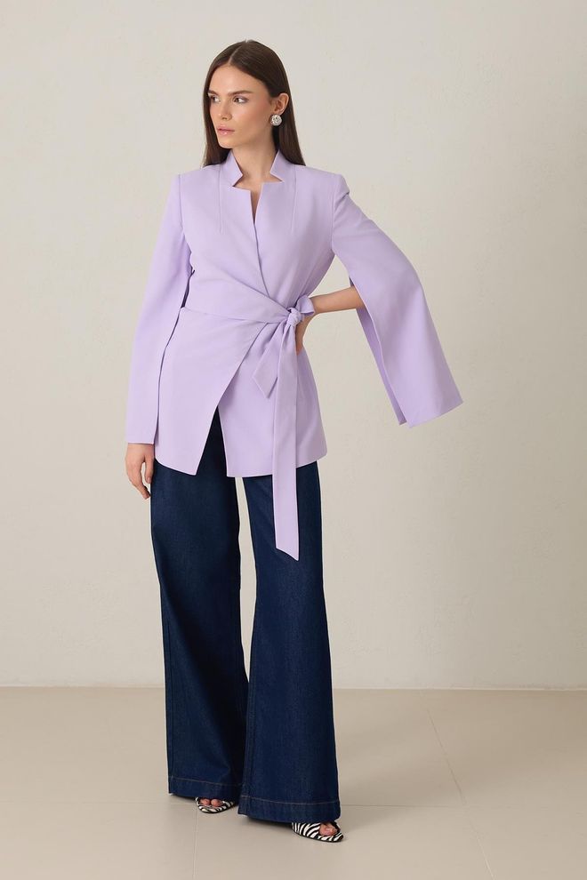Setre Purple Elegant Slim Fit Wrapover Jacket Wholesale Clothing Work