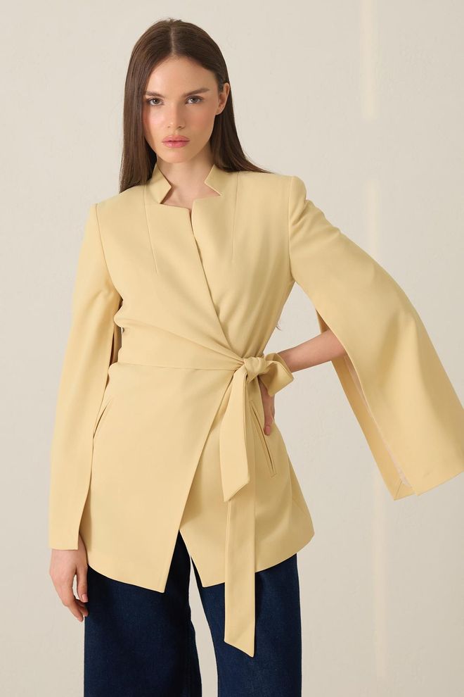 Setre Beige Elegant Single Breasted Blazer Jacket Wholesale Clothing 1