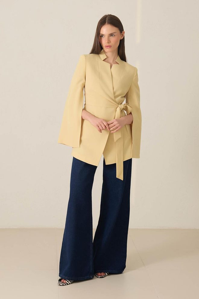 Setre Beige Elegant Single Breasted Blazer Jacket Wholesale Clothing Work