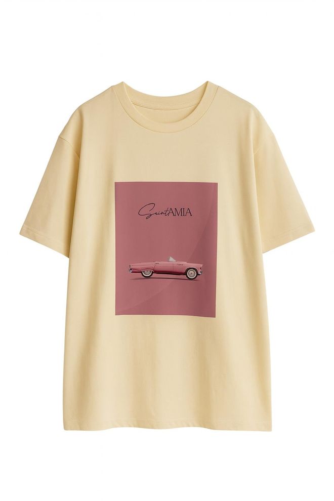 Setre T Shirt Casual Bege Com Decote Redondo E Mangas Curtas Roupas por atacado Casual