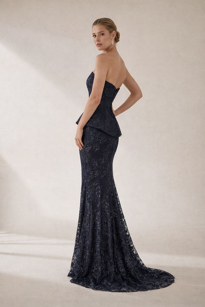 Setre Marineblauwe Strapless Korsetjurk Groothandel Kleding Cocktail