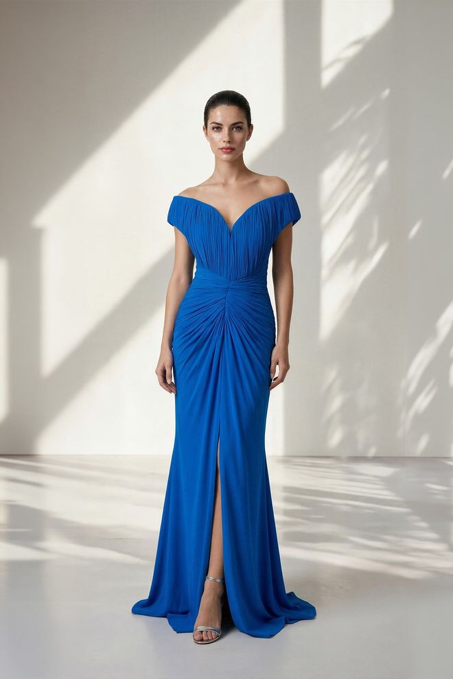 Setre Eleganti Mėlyna Aprėpianti Ir Platėjanti Su „Cargo“ Rankovėmis Didmeninė prekyba drabužiais Išleistuvės