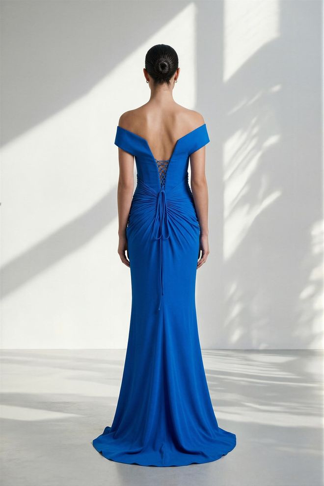 Setre Elegant Blue Fit And Flare Dress With Cap Sleeves Wholesale Clothing Spring