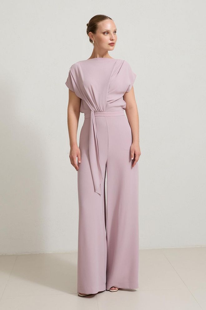 Setre Pink Tailored Jumpsuit With Cap Sleeves Wholesale Clothing Modest