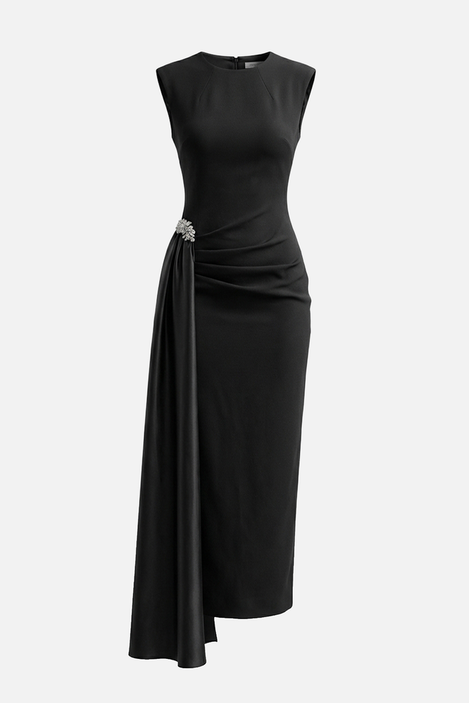 Setre Elegant Black Sheath Dress With Cap Sleeves Wholesale Clothing Formal