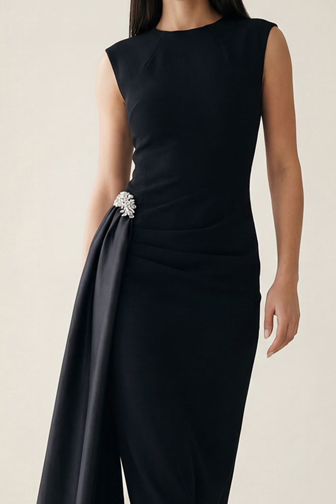 Setre Elegant Black Sheath Dress With Cap Sleeves Wholesale Clothing Cocktail
