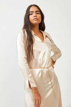 Un model de îmbrăcăminte angro poartă 2048 - Beige Dress, turcesc angro Rochie de Setre