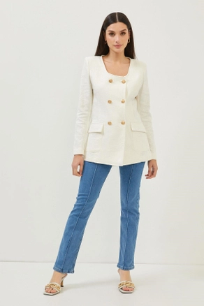 A model wears 16266 - Jacket - Ecru, wholesale undefined of Setre to display at Lonca