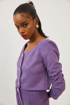 Модель оптовой продажи одежды носит 16274 - Jacket - Purple, турецкий оптовый товар Куртка от Setre.