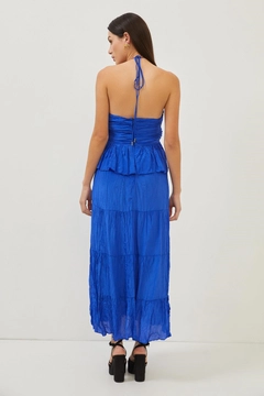 A wholesale clothing model wears 12547 - Dress - Saxe, Turkish wholesale Dress of Setre
