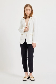 Модель оптовой продажи одежды носит 28912 - Jacket - Cream, турецкий оптовый товар Куртка от Setre.
