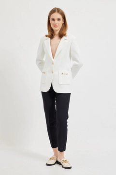 Модель оптовой продажи одежды носит 28912 - Jacket - Cream, турецкий оптовый товар Куртка от Setre.