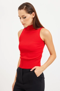 Una modelo de ropa al por mayor lleva 29009 - Blouse - Red, Blusa turco al por mayor de Setre