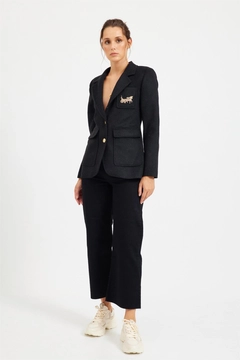Ein Bekleidungsmodell aus dem Großhandel trägt 20387 - Jacket - Black, türkischer Großhandel Jacke von Setre