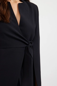 A wholesale clothing model wears 30646 - Jacket - Black, Turkish wholesale Jacket of Setre