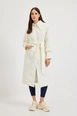 A wholesale clothing model wears 30660-coat-ecru, Turkish wholesale  of 