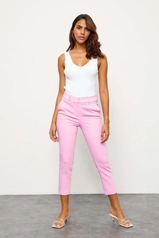 A model wears 45221 - Trousers - Pink, wholesale undefined of Setre to display at Lonca