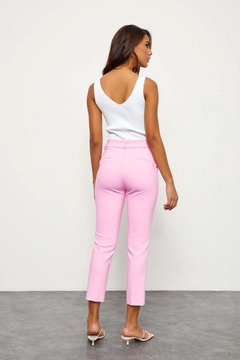 A wholesale clothing model wears 45221 - Trousers - Pink, Turkish wholesale Pants of Setre