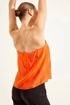 A wholesale clothing model wears 45238 - Blouse - Coral Color, Turkish wholesale Blouse of Setre