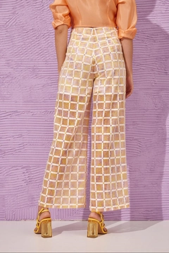 A wholesale clothing model wears 45249 - Trousers - Yellow, Turkish wholesale Pants of Setre