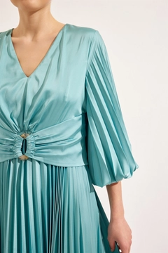 Een kledingmodel uit de groothandel draagt 41091 - Dress - Turquoise, Turkse groothandel Jurk van Setre