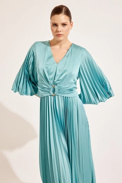 Un mannequin de vêtements en gros porte 41091 - Dress - Turquoise, Robe en gros de Setre en provenance de Turquie