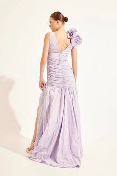 A wholesale clothing model wears STR10074 - Night Dress - Lilac, Turkish wholesale Dress of Setre