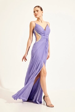 Een kledingmodel uit de groothandel draagt STR10079 - Night Dress - Lilac, Turkse groothandel Jurk van Setre