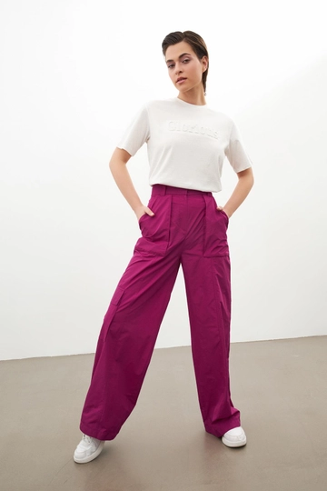 A wholesale clothing model wears  Pants - Purple
, Turkish wholesale Pants of Setre