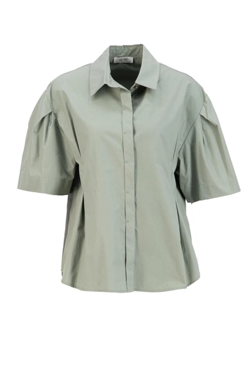 A wholesale clothing model wears  Shirt - Oil Green
, Turkish wholesale Shirt of Setre