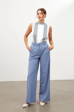 A wholesale clothing model wears str11341-trousers-blue, Turkish wholesale Pants of Setre
