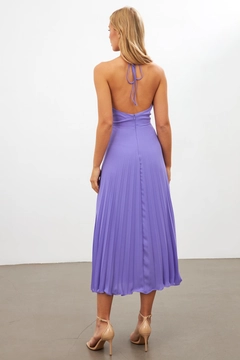A wholesale clothing model wears str11388-dress-purple, Turkish wholesale Dress of Setre