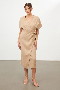 عارض ملابس بالجملة يرتدي str11339-dress-beige، تركي بالجملة فستان من Setre